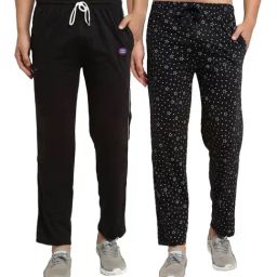 Vimal Jonney Black Regular Fit Printed Trackpants - Pack of 2-image-57