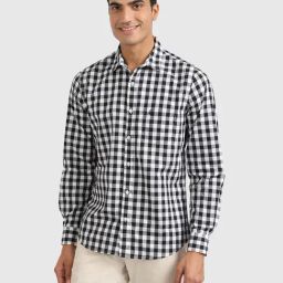 United Colors of Benetton Black Slim Fit Check Shirt-image-48