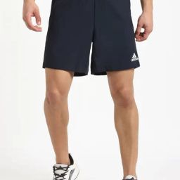 Adidas Navy Regular Fit Logo Printed Shorts-image-105