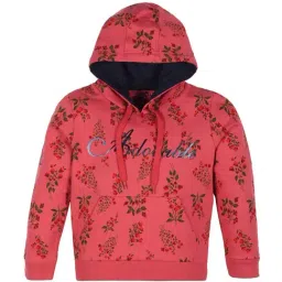 Plum Tree Kids Pink & Green Cotton Floral Print Full Sleeves Hoodie-image-65