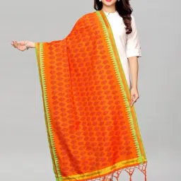 Satrani Orange Woven Pattern Dupatta-picture-15