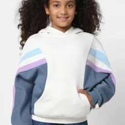 KIDS ONLY White & Blue Color Block Full Sleeves Sweatshirt-image-25