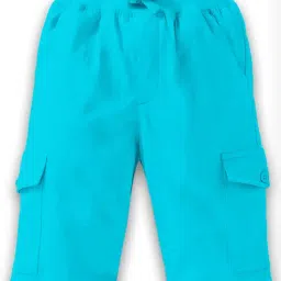 Kiddopanti Kids Aqua Blue Solid Cargo Shorts-image-36