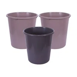 Kuber Industries Brown & Grey 3 Pieces Open Dustbins 7 L Each-64