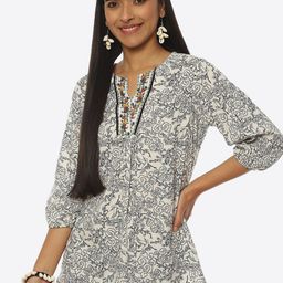 Rangriti Floral Print Tie-Up Neck Top-image-13
