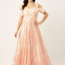 Simaaya Floral Embroidered Sweetheart Neck Cold-Shoulder Sleeves Ethnic Gown-picture-22