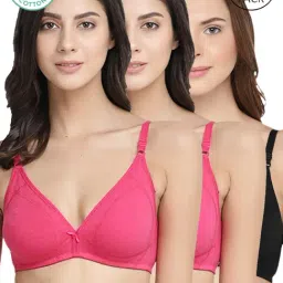 Inner Sense Pink & Black Half Coverage T-Shirt Bra - Pack of 3-image-81