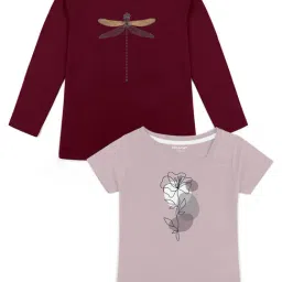 HELLCAT Maroon & Mauve Printed T-Shirt (Pack Of 2)-image-62