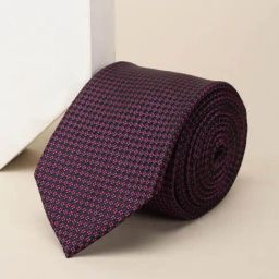Louis Philippe Purple & Black Embroidered Tie-picture-29