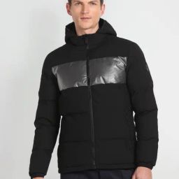 Arrow Sport Black Regular Fit Quilted Hooded Jacket-image-65