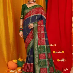 Saree Mall Navy Woven Sarees With Unstitched Blouse-picture-38