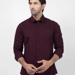 Numero Uno Dark Purple Slim Fit Solid Shirt-image-97