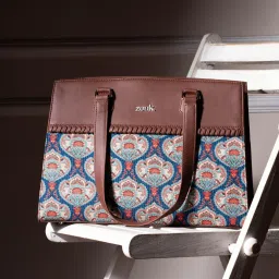 ZOUK Kovil Blue Printed Tote Handbag image 2