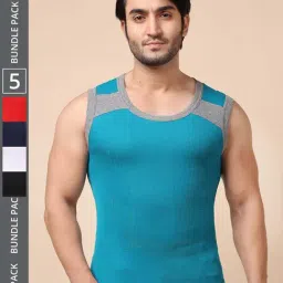 Dollar Bigboss Assorted Cotton Regular Fit Vest - Pack Of 5-picture-15