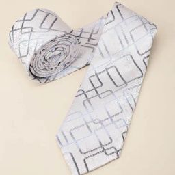 Louis Philippe White & Grey Embroidered Tie-45