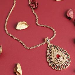 SOHI Red & Green Designer Stone Party Necklace-74
