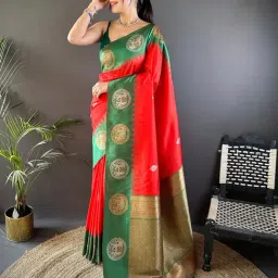 Elora Red Woven Saree-picture-33