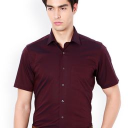 Van Heusen Men Burgundy Regular Fit Solid Formal Shirt-image-71