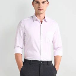 Arrow Purple Cotton Slim Fit Printed Shirt-image-50