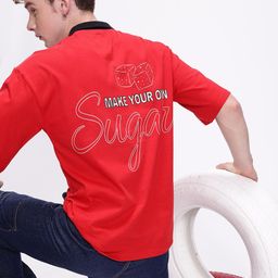 Kook N Keech Printed Polo Collar Drop-Shoulder Sleeves Oversized Pure Cotton T-shirt-picture-3