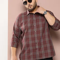Sztori Men Plus Size Classic Opaque Checked Casual Shirt-44