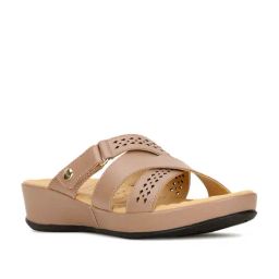 Scholl by Bata Women's LUNA Dusty Pink Cross Strap Wedges-image-5