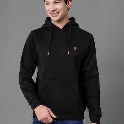 Red Tape Black Regular Fit Solid Hoodie-image-72