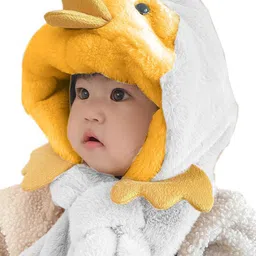 Babymoon Kids Duck Colourblocked Fleece Winter Cap With Muffler-image-77