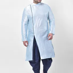 DEYANN PLUS Men Blue Solid Kurta with Dhoti Pants-40
