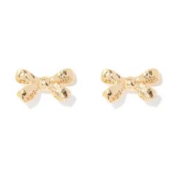 Forever New Gold Teresa Texture Bow Stud Earring-image-75