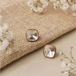 Curio Cottage Gold Meira Uncut Polki Stud Earrings-picture-43