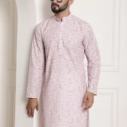 SOJANYA Men Pink Thread Work Kurta-image-51