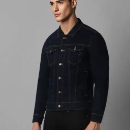 Louis Philippe Jeans Navy Cotton Slim Fit Denim Jacket-image-41