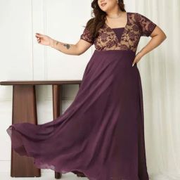 Miss Chase A+ Purple Self Design A-Line Dress-image-28