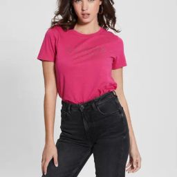Guess Pink Cotton Print Short sleeve T-Shirt-picture-36