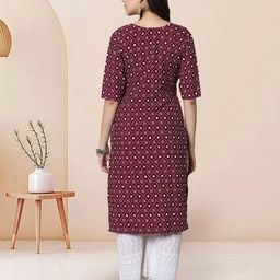 7Threads Selection Of 2 Geometric Printed Round Neck Straight Kurtas image 2