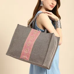 Anouk Geometric Textured Structured Tote Bag image 1