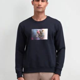 Arrow New York Navy Cotton Regular Fit Printed Sweatshirt-picture-41