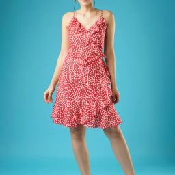 Globus Red & White Printed Wrap Dress-picture-25