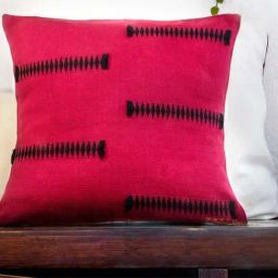 Peepul Tree Red & Black Pure Cotton Handwoven Cushion Cover-87
