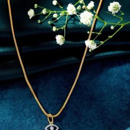 P.N.Gagdil Jewellers Evil Eye Shine Classic Gold and DIA Pendant for Woman-image-10
