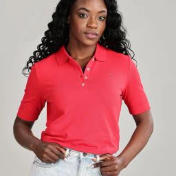 TOMMY HILFIGER Primary Red Solid Polo T-Shirt-picture-31