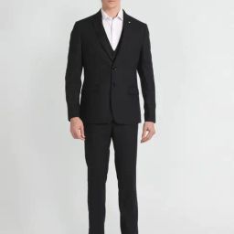 Arrow Black Regular Fit Checks Three Piece Suit-image-13