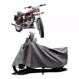 Auto Pearl Two Wheeler Cover with Bag for Royal Enfield Bullet Electra Twinspark, Silver-image-25