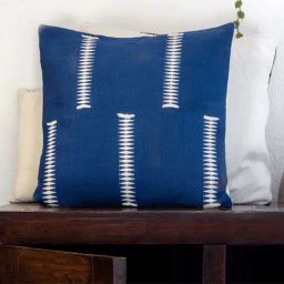 Peepul Tree Indigo & White Pure Cotton Handwoven Cushion Cover-6