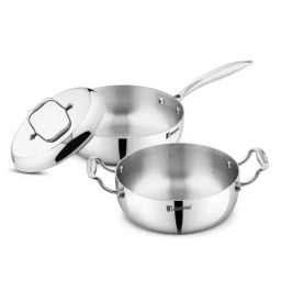 Bergner Argent Saira Silver Triply Stainless Steel 3 Pcs Induction Bottom Cookware Set-12