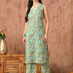 Anouk Rustic Women Floral Printed Regular Pure Cotton Kurta with Trousers-picture-27