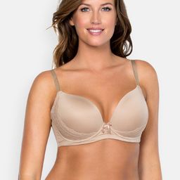 PARFAIT Plus Size Beige Solid Underwired Lightly Padded Plunge Bra 2801-15