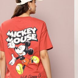 Kook N Keech Disney Pure Cotton Mickey Mouse Printed Drop-Shoulder Oversized T-shirt-image-103