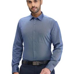 Park Avenue Blue Slim Fit Texture Shirt-image-20